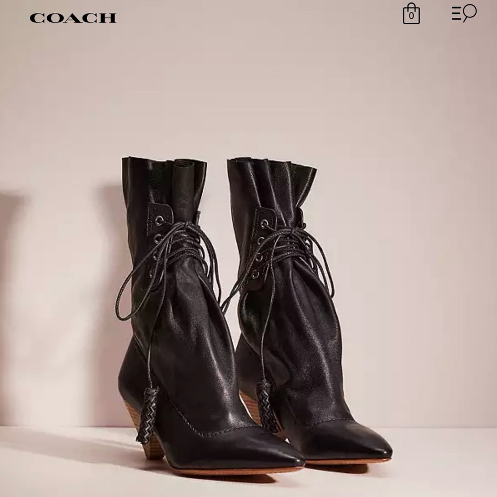 Coach Black Lace-Up Women's Boots